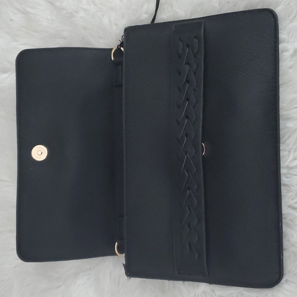 Moda Luxe Black Leather Clutch NWT - Picture 3 of 11